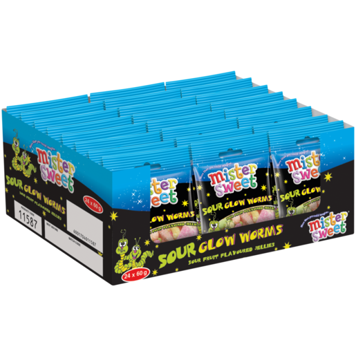 Mister Sweet Sour Glow Worms 24 x 60g
