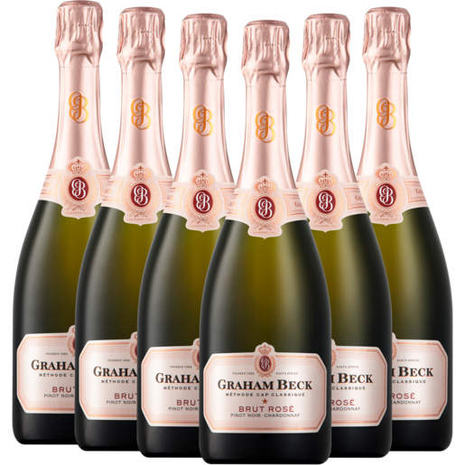 Graham Beck Cap Classique Brut Sparkling Rosé Wine Bottles 6 x 750ml