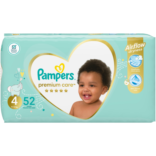 Pampers Premium Care Size 4 9-14kg Diapers 52 Pack