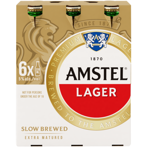 Amstel Lager Beer Bottles 6 x 330ml