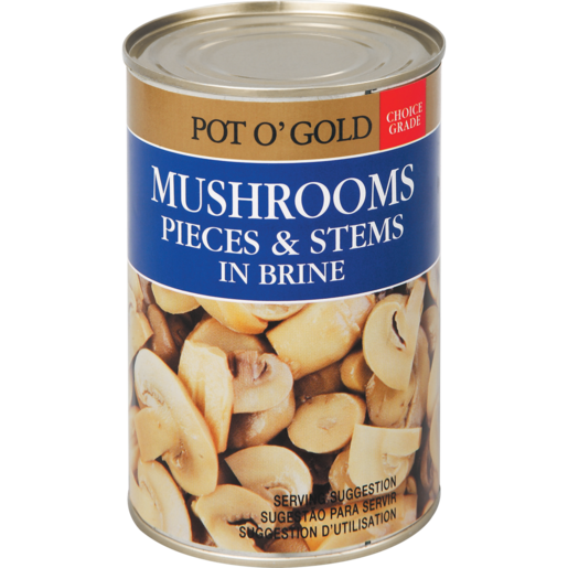 Pot O' Gold Mushroom Pieces & Stems In Brine 400g