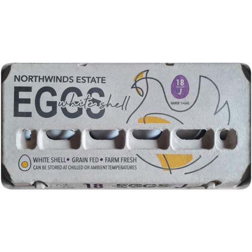 Northwinds Estate White Shell Jumbo Eggs 18 Pack