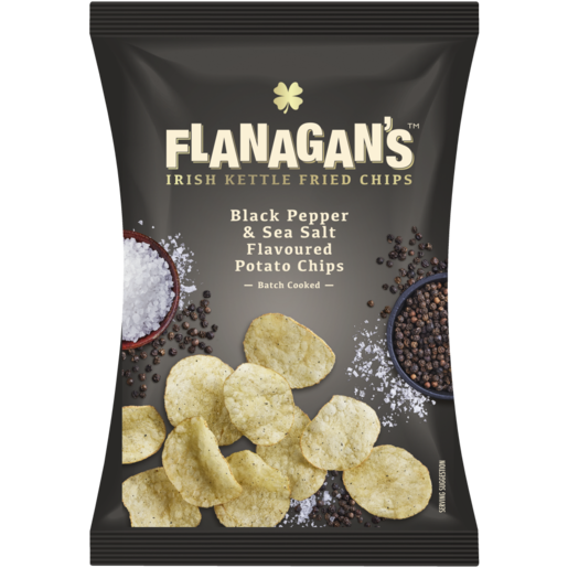 Flanagan's Moreish Irish Blarney Black Pepper & Sea Salt Flavoured Kettle Fried Chips 120g