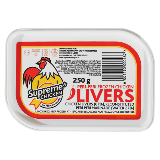 Supreme Frozen Peri-Peri Flavoured Chicken Livers 250g