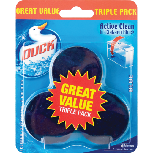 Duck Great Value Triple Pack Active Clean Toilet Blocks 3 x 45g
