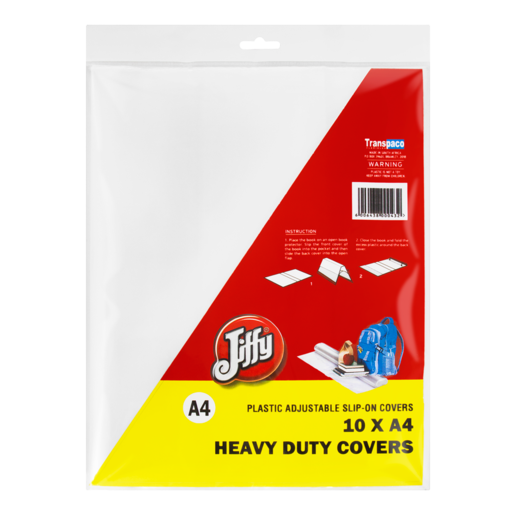 Jiffy A4 Transparent Heavy Duty Adjustable Book Covers 10 Pack