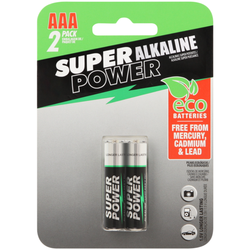 Super Power AAA Alkaline Batteries 2 Pack