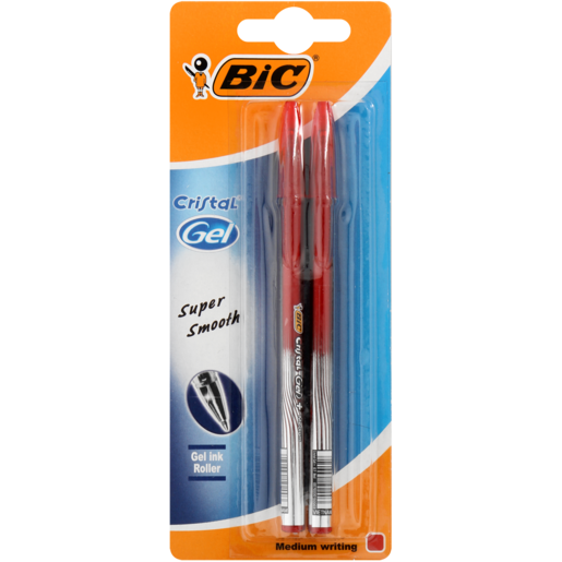 BIC Cristal Gel Ink Roller Medium Writing Red 2 Pack
