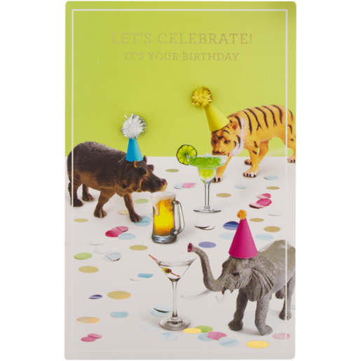 Carlton Cards Let's Celebrate Animal Themed Birthday Card