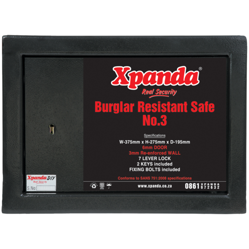 Xpanda No.3 Burglar Resistant Box Safe 375 x 275 x 195mm