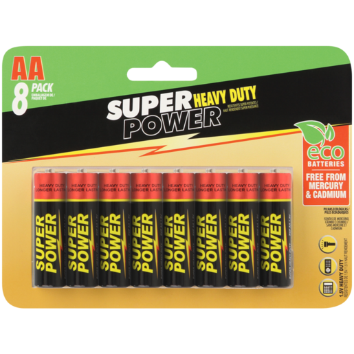 Super Power AA Zinc Carbon Batteries 8 Pack