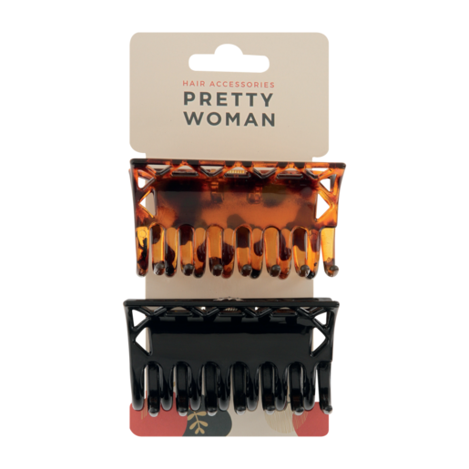 Pretty Woman Black & Brown Hair Claw Set 2 Piece