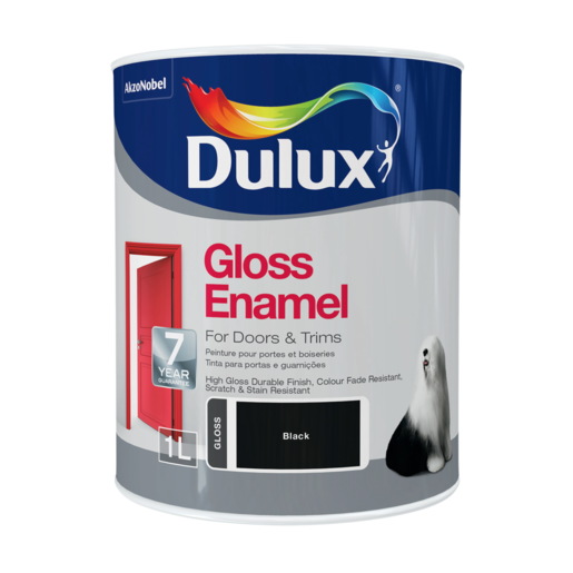 Dulux Black Gloss Enamel Paint 1L