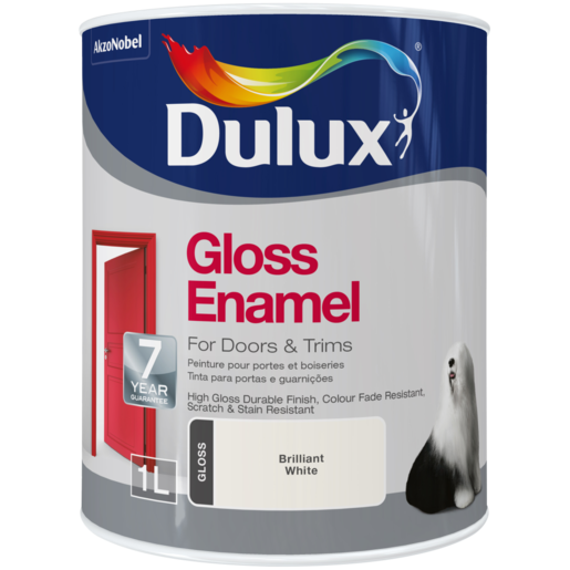 Dulux Brilliant White Gloss Enamel Paint 1L