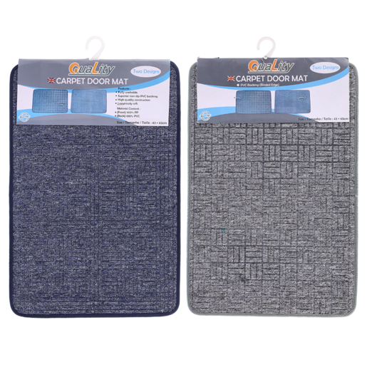 Quality PVC Backing Carpet Door Mat 43 x 65cm (Design May Vary)