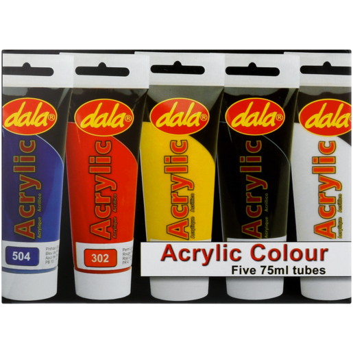 Dala Acrylic Colour Paint Tube Kit 5 x 75ml