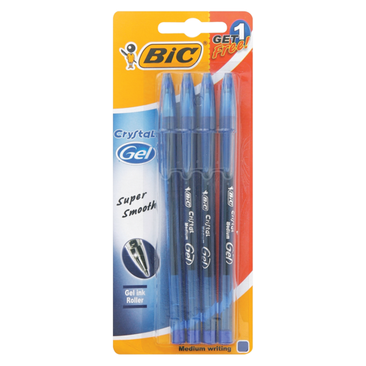 BIC Cristal Gel Blue Pen 4 Pack