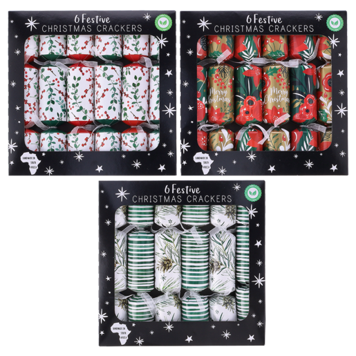 Festive Christmas Crackers 32cm 6 Pack (Assorted Item - Supplied At Random)