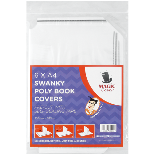 Magic Cover A4 Transparent Swanky Plastic Book Covers 6 Pack