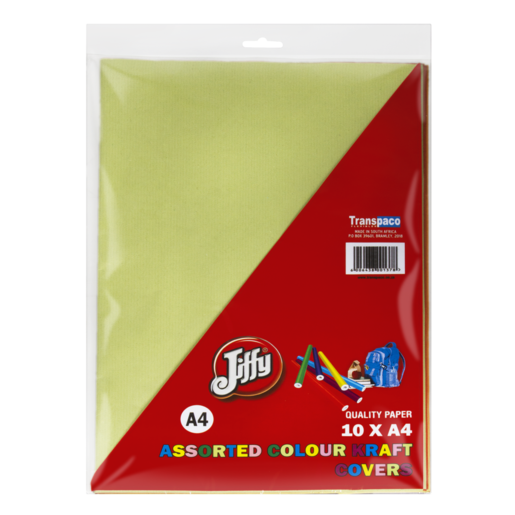 Jiffy A4 Multicoloured Kraft Paper Book Covers 10 Pack (Assorted Item - Supplied At Random)