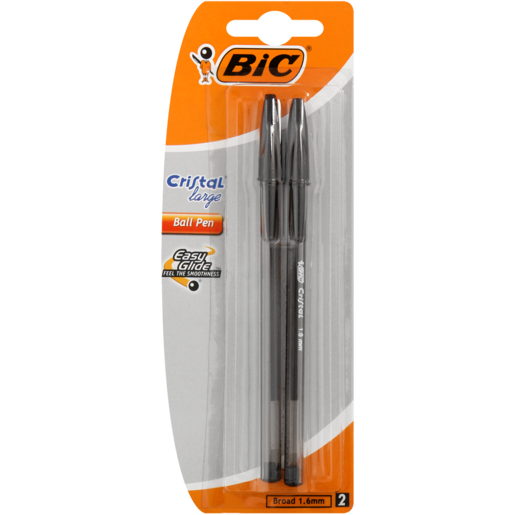 BIC Cristal Easy Glide Broad Tip Black Ballpoint Pen 2 Pack