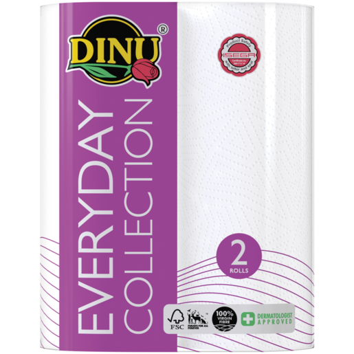 Dinu Everyday Collection White 2-Ply Household Towels Rolls 2 Pack