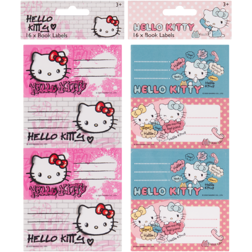 Hello Kitty Book Labels 16 Pack (Assorted Item - Supplied At Random)