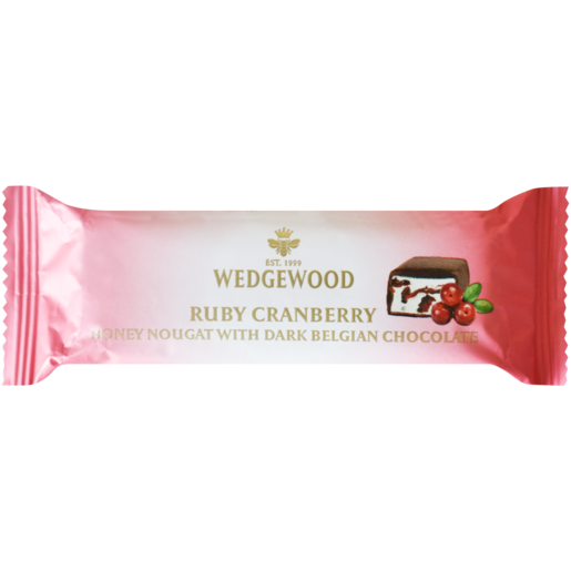 Wedgewood Ruby Cranberry Belgian Chocolate Coated Honey Nougat Bar 40g