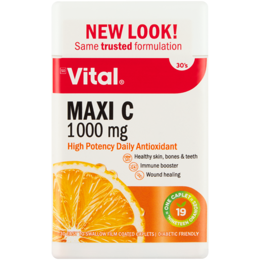 Vital Maxi C Immune Health Antioxidant & Immune Support Multivitamin Caplets 1000mg 30 Pack