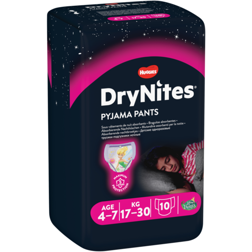 DryNites Girls 4-7 Years Pyjama Pants 10 Pack