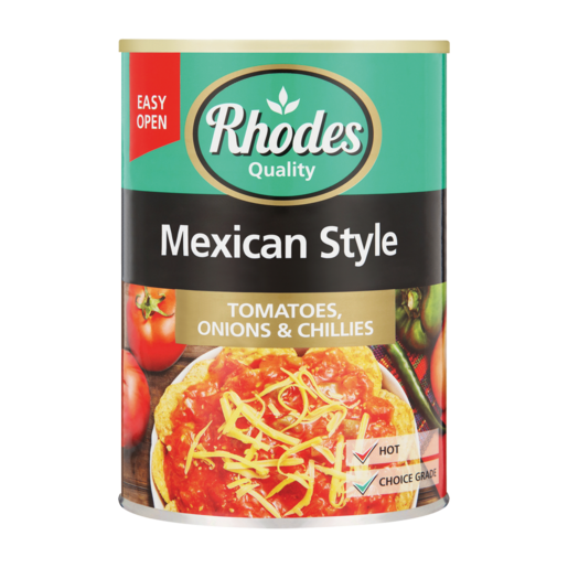 Rhodes Quality Quality Mexican Style Tomatoes, Onions & Chillies 410g Can