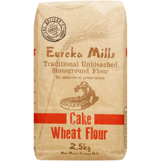 Eureka Mills Traditional Unbleached Stoneground Cake Wheat Flour Bag 2.5kg