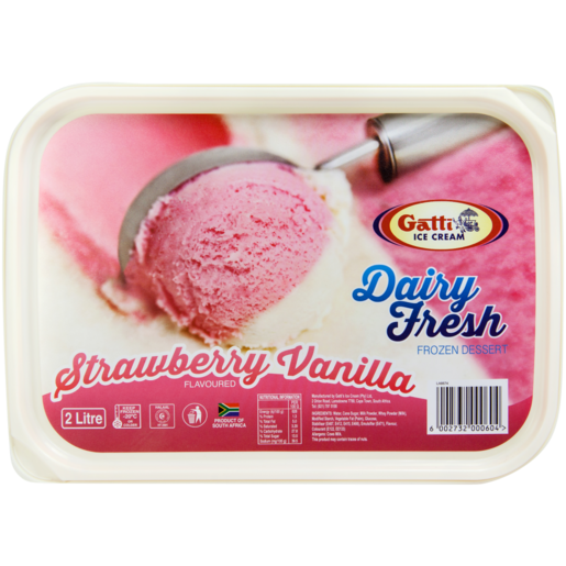 Gatti Ice Cream Dairy Fresh Strawberry & Vanilla Flavoured Ice Cream 2L