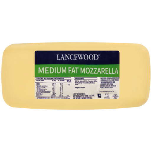 LANCEWOOD Medium Fat Mozzarella Cheese Per Kg