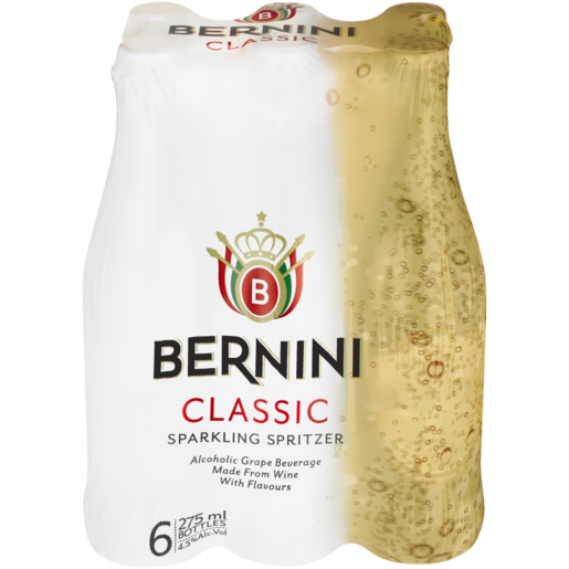 Bernini Classic Sparkling Grape Frizzante Bottles 6 x 275ml