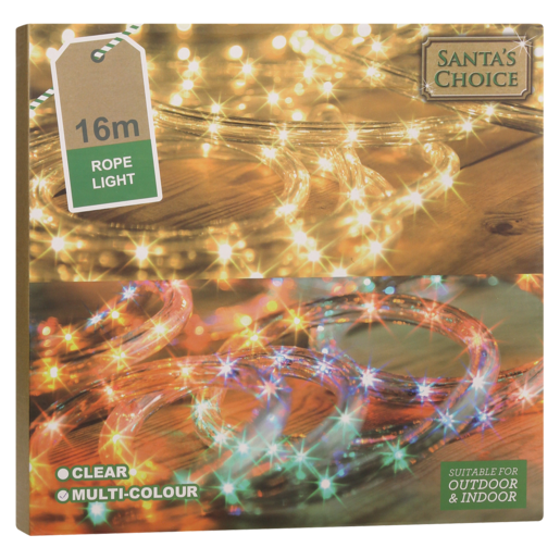 Santa's Choice Clear & Multi-Colour Rope Light 16m