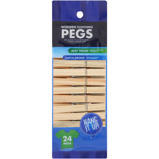 Basic Wooden Clothes Pegs 24 Pack