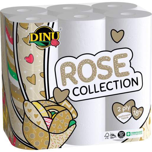 Dinu Rose Collection White 2 Ply Toilet Rolls 18 Pack
