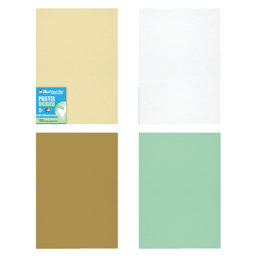 Butterfly A3 Pastel Board 5 Pack (Colour May Vary)