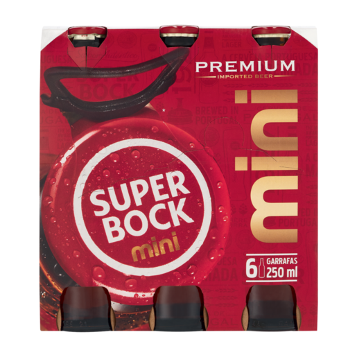 Super Bock Mini Premium Imported Beer Bottles 6 x 250ml