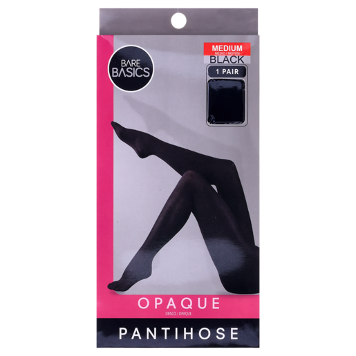 Bare Basics Ladies Medium Black Opaque Pantihose, Pantyhose, Stockings,  Socks & Tights, Clothing & Footwear