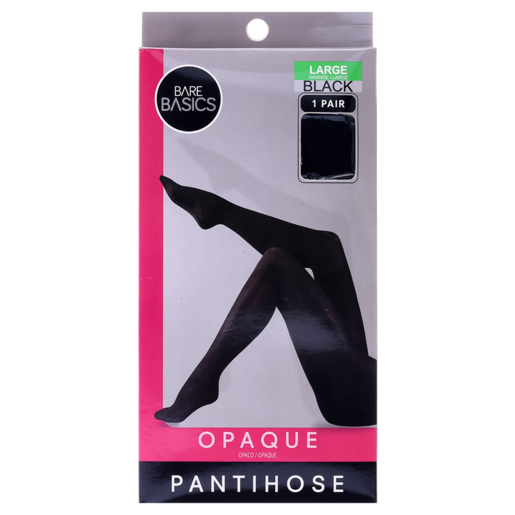 Bare Basics Ladies Large Black Opaque Pantihose, Pantyhose, Stockings,  Socks & Tights, Clothing & Footwear