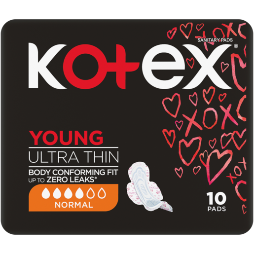 Kotex Young Ultra Total Confidence 3-In-1 Sanitary Pads With Wings 10 Pack