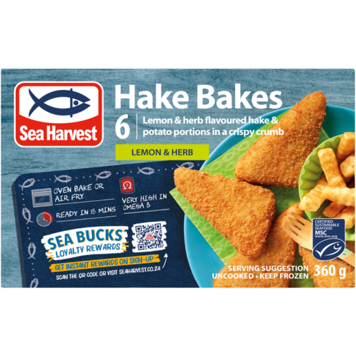 Sea Harvest Lemon & Herb Frozen Hake Bakes 6 Pack