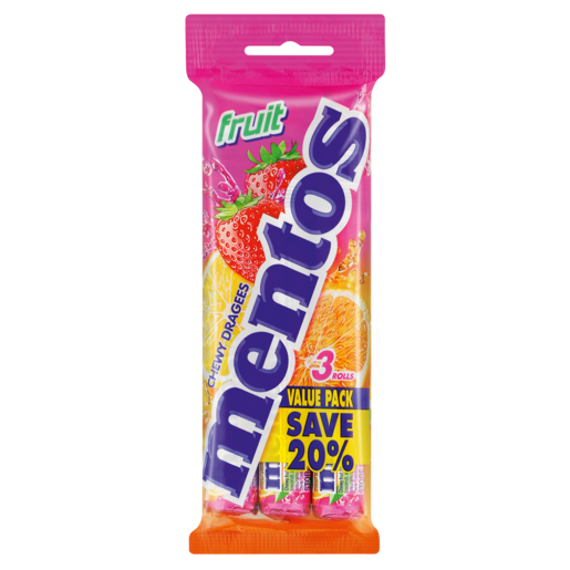 Mentos Fruit Flavoured Sweets 3 Pack