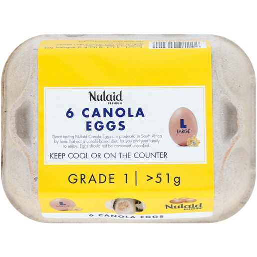 Nulaid Premium Grade 1 Canola Large Eggs 6 x >51g