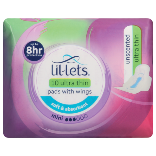 Lil-Lets Unscented Mini Winged Ultra Thin Pads 10 Pack