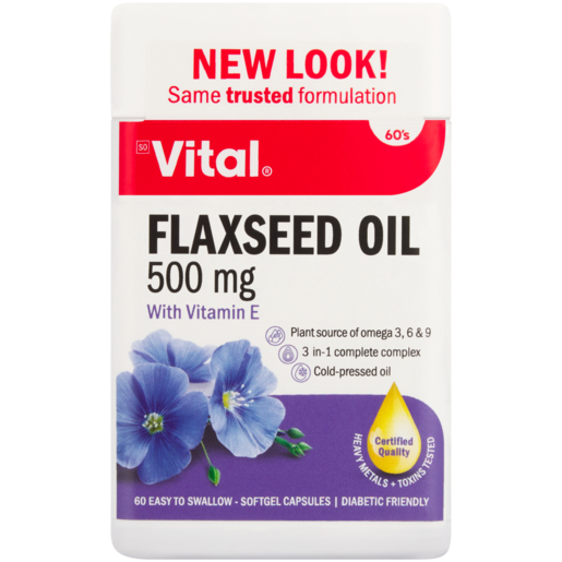 Vital Flaxseed Oil Softgel Capsules 60 Pack