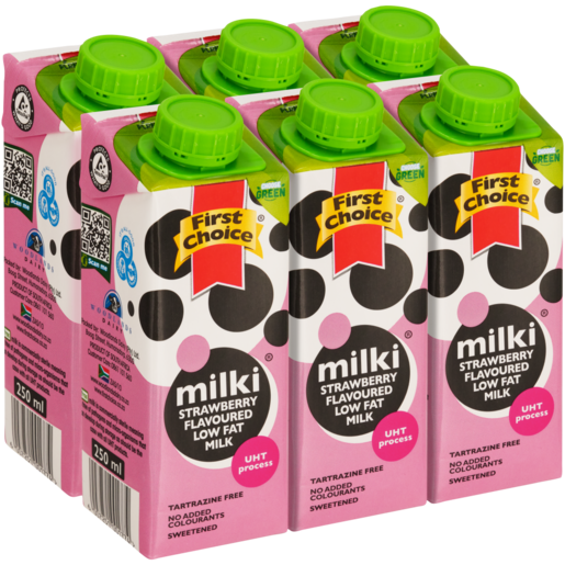 First Choice Milki UHT Strawberry Flavoured Milk Cartons 6 x 250ml