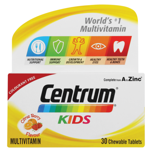 Centrum Kids Citrus Berry Flavoured Chewable Multivitamin Tablets 30 Pack